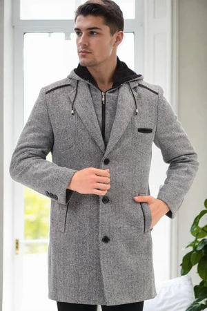 PLT8371 DEWBRRY MEN'S COAT-DIAGONAL BLACK-GREY-2