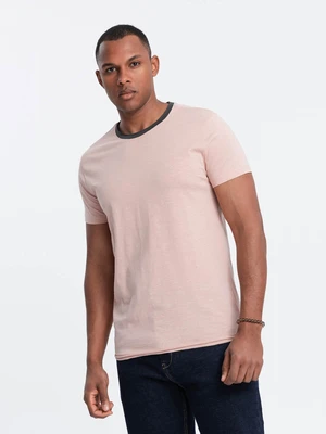 Ombre Men's t-shirt with raw finish - pink