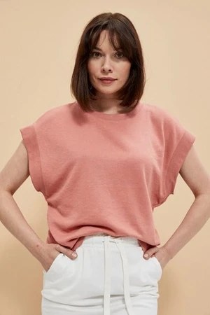 Sweatshirt with short sleeves - coral