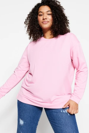 Trendyol Curve Pink Slit Detailed Knitted Thin Sweatshirt