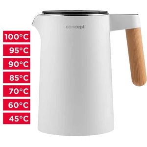 Rýchlovarná kanvica Concept RK3300 biela rýchlovarná kanvica • príkon 2 200 W • objem 1,5 l • 7 teplôt • funkcia Keep Warm • Cool Touch povrch