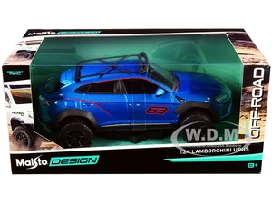 Lamborghini Urus 63 with Roof Rack Blue Metallic "Off-Road" Series 1/24 Diecast Model Car by Maisto