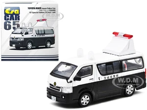 Toyota Hiace Japan Police Van White and Black "1st Special Edition" 1/64 Diecast Model Car by Era Car