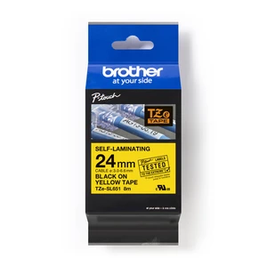 Brother TZ-SL651 / TZe-SL651 Pro Tape, 24mm x 8m, čierna tlač / žltý podklad, originálna páska