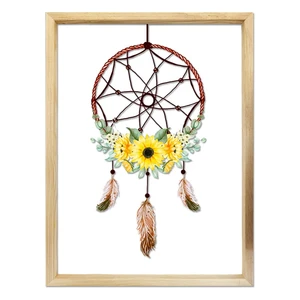 Sklenený obraz v drevenom ráme Vavien Artwork Dreamcatcher, 32 x 42 cm