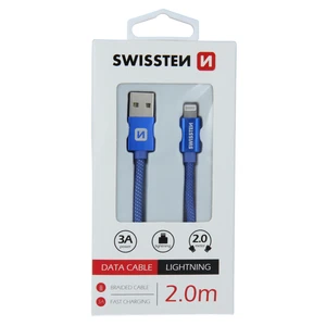 Datový kabel Swissten Textile USB/Lightning, 2,0m, modrý