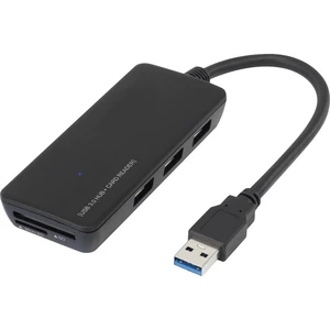 Renkforce  3 porty USB 3.0 hub so zabudovanou čítačkou SD kariet čierna