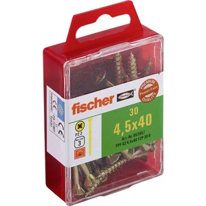 Fischer  653957 skrutka so zápustnou hlavou 4.5 mm 40 mm krížová dražka Pozidriv     glavanizované zinkom 30 ks