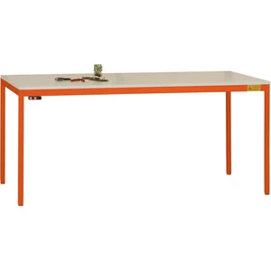 Manuflex LD1916.2001 ESD pracovný stôl UNIDESK s plastovou doskou, rám červeno-oranžový RAL 2001, š xhxv = 1600 x 800 x