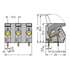 Pružinová svorkovnice WAGO 2706-309, 6.00 mm², Pólů 9, šedá, 10 ks