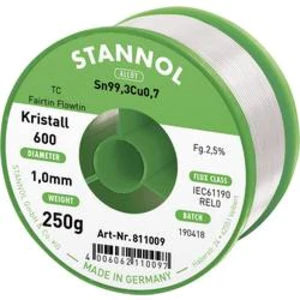 Bezolovnatý pájecí cín Stannol Kristall 600 Fairtin, bez olova, 250 g, 1 mm