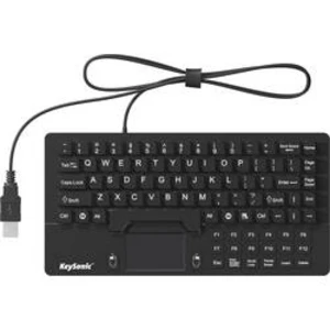 Klávesnice Keysonic KSK-5031 IN (UK), silikonová membrána, vodotěsné (IPX7), integrovaný touchpad, tlačítka myši, černá