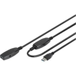 USB 3.0 prodlužovací kabel Digitus DA-73105 DA-73105, 10.00 m, černá