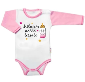 Body dl. rukáv s vtip. textem Baby Nellys,  Milujem nočné desiate, holka, vel. 80 (9-12m)