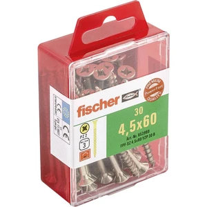 Fischer  653960 skrutka so zápustnou hlavou 4.5 mm 60 mm krížová dražka Pozidriv     glavanizované zinkom 30 ks