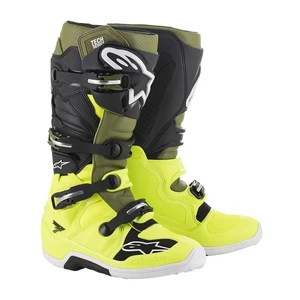 Moto boty Alpinestars Tech 7 žlutá fluo/vojenská zelená/černá  žlutá fluo/vojenská zelená/černá  38