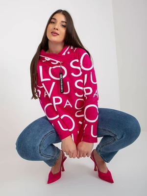 Fuchsia Women's Printed Plus Size Hoodie