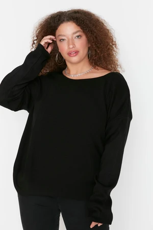 Trendyol Curve Black Cross-Tape Detail Knitwear Sweater at the Back.