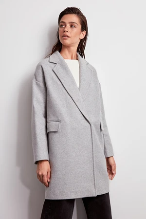 Trendyol Grey Oversize Woolly Cachet Coat