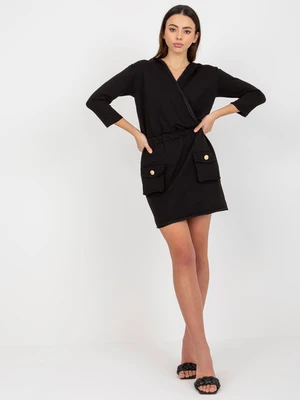 Black clutch sweatshirt dress with pockets by OCH BELLA