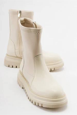 LuviShoes ALIAS Women's Beige Scuba Boots