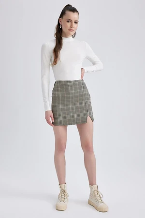 DEFACTO Patterned Slit Woven Mini Skirt