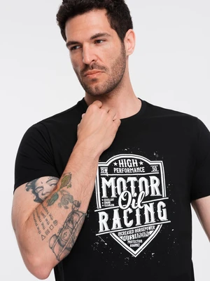 Ombre Men's motorcycle style printed t-shirt - black