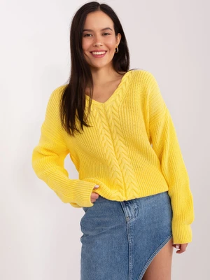 Yellow women's classic neckline sweater