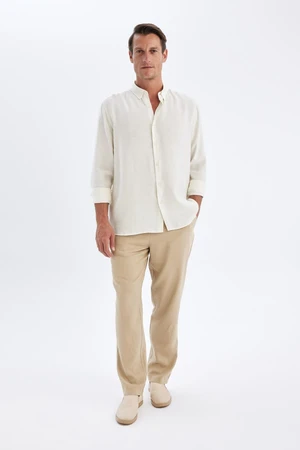 DEFACTO Relax Fit Skinny Leg Linen Blend Trousers