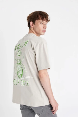 DEFACTO Oversize Fit Crew Neck Back Printed Short Sleeve T-Shirt