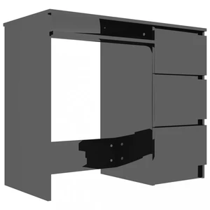 Písací stôl so zásuvkami 90x45 cm Dekorhome Černá lesk