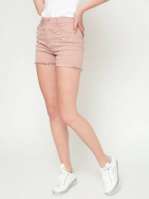 Shorts with pearls powder pink