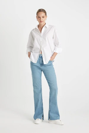 DEFACTO Slim Flare High Waist Cutaway Long Jean Trousers