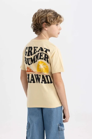 DEFACTO Boy Crew Neck Back Printed Short Sleeve T-Shirt