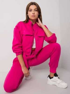 Women's fuchsia sweatshirt with zip closure