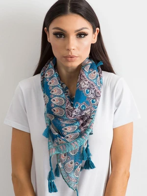 Blue scarf with ethnic print