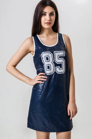 Tommy Hilfiger Šaty - Sequin straight tank dress 19 modré