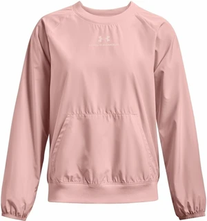 Under Armour UA Rush Woven Crew Retro Pink/White M Fitness mikina