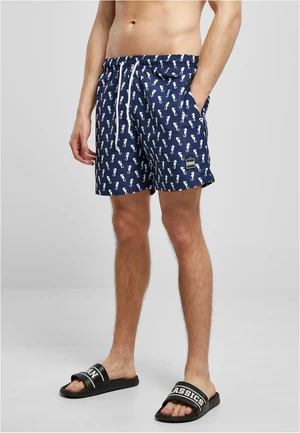 Swim shorts with navyseahorse pattern