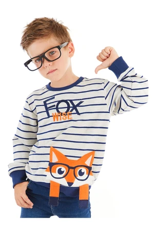 Denokids Fox Stripe Gray Navy Blue Boys Sweatshirt.