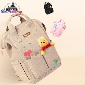 Disney Pooh Bear Original New Diaper Bag Backpack Cartoon Cute Baby Bag Large Capacity Baby Diaper Bag Fashion High Quality