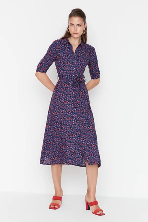 Női ruha Trendyol MultiColored BeltEd Shirt Dress