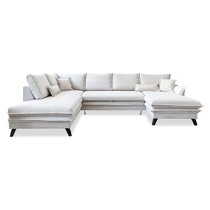 Jasnobeżowa rozkładana sofa w kształcie litery "U" Miuform Charming Charlie, lewostronna