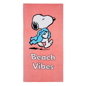 PEANUTS Plážová osuška "Beach vibes" - ružová