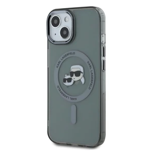 Zadní kryt Karl Lagerfeld IML K&CH Heads Metal Frame MagSafe pro Apple iPhone 15, černá