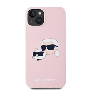 Zadní kryt Karl Lagerfeld Liquid Silicone Double Heads Magsafe pro Apple iPhone 14, růžová