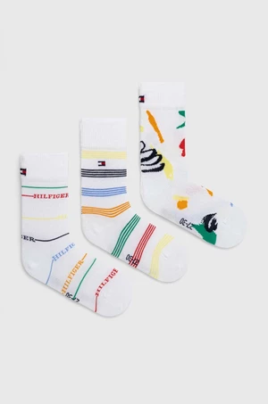 Dětské ponožky Tommy Hilfiger 3-pack bílá barva