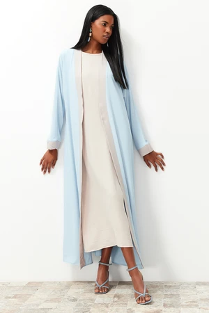 Trendyol Blue Color Block Long Woven Dressless One Piece Cap & Abaya & Abaya