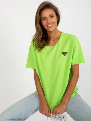 Lime oversized blouse with round neckline