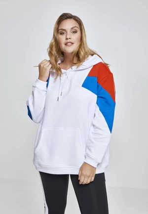 Women's oversize 3-tone block hood wht/firered/bright blue